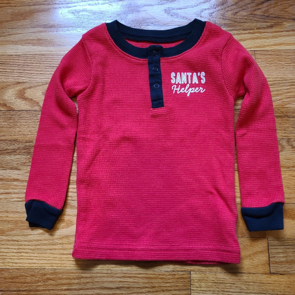 10 for $25 - Carter's Boys 2T Red "Santa's Helper" Waffle Pajama Top